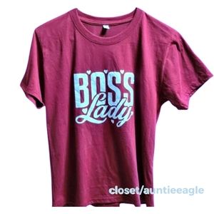 Boss Lady Statement Cotton T Maroon L NWOT